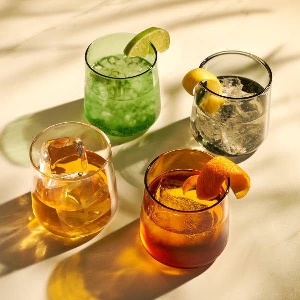 Aurora Glass Cocktail Tumblers - Asst Colors - Set of 4