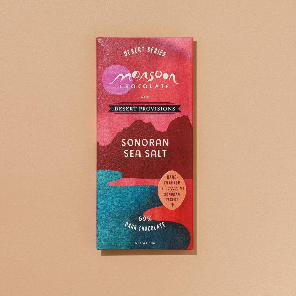 Monsoon Sonoran Sea Salt 69% Dark Chocolate, 50g