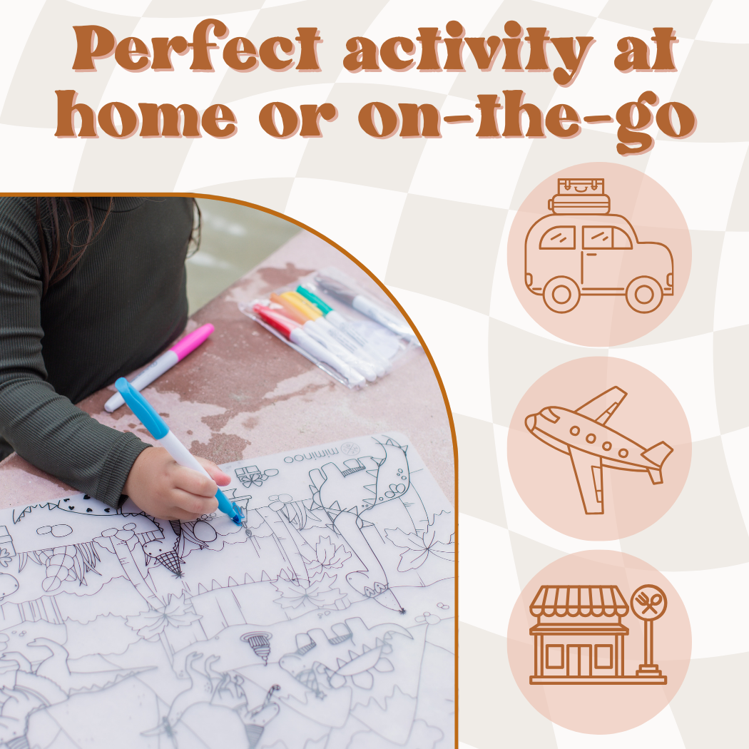 Silicone Reusable Coloring Mat & markers set Space Age