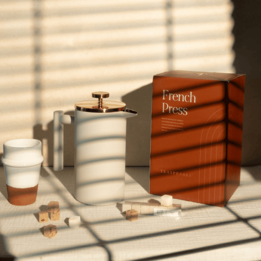 French Press | Matte White & Shiny Gold