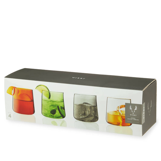 Aurora Glass Cocktail Tumblers - Asst Colors - Set of 4
