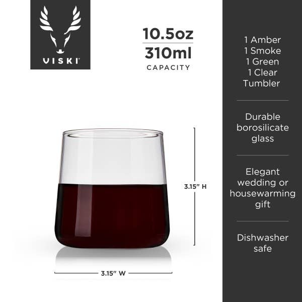 Aurora Glass Cocktail Tumblers - Asst Colors - Set of 4