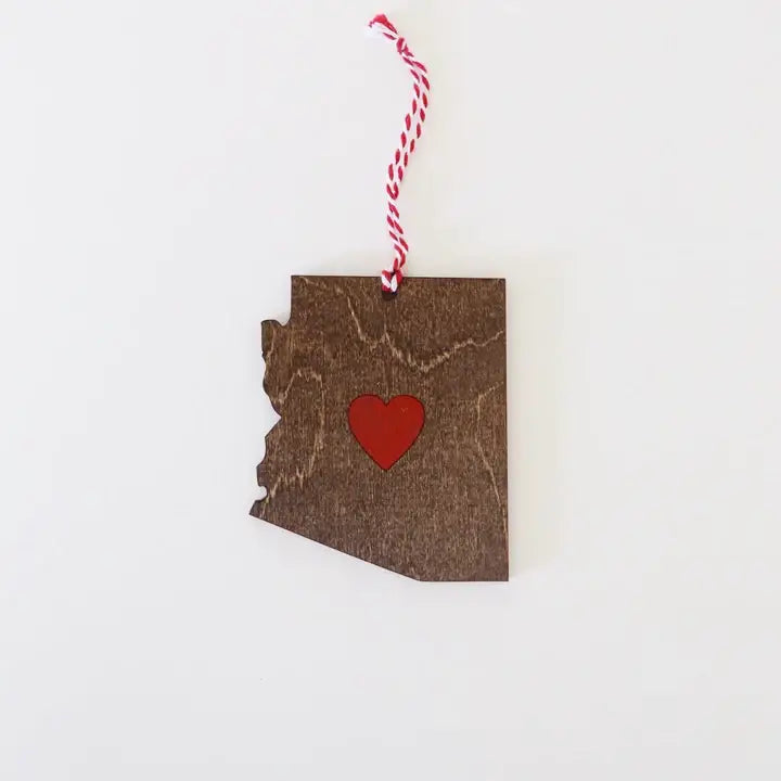 Ornaments | Wooden Arizona with Heart